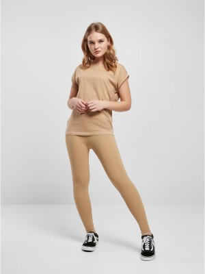Дамска тениска в бежов цвят Urban Classics Ladies Shoulder Tee