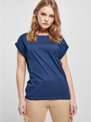 Дамска тениска в син цвят Urban Classics Ladies Shoulder Tee 