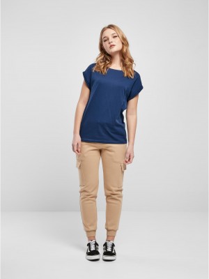 Дамска тениска в син цвят Urban Classics Ladies Shoulder Tee 