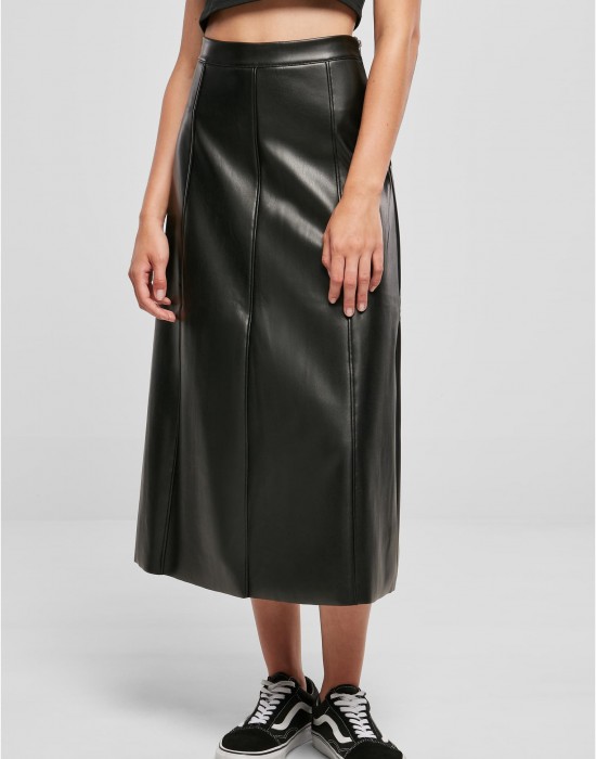 Дамска кожена пола в черен цвят Urban Classics Leather Midi Skirt, Urban Classics, Поли - Complex.bg