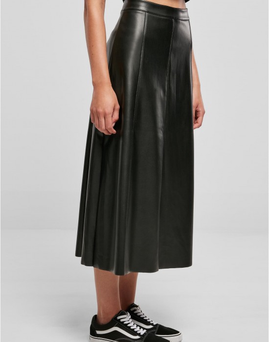 Дамска кожена пола в черен цвят Urban Classics Leather Midi Skirt, Urban Classics, Поли - Complex.bg