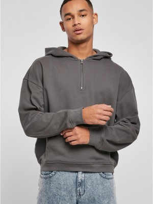 Мъжки суичър с качулка и цип в сиво Urban Classics Zip Hoody unionbeige