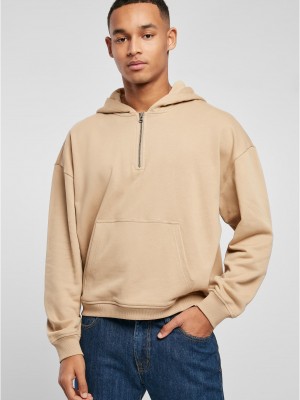 Мъжки суичър с качулка и цип в бежово Urban Classics Zip Hoody unionbeige