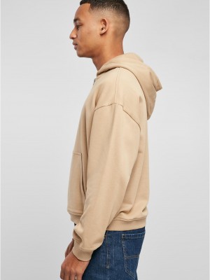 Мъжки суичър с качулка и цип в бежово Urban Classics Zip Hoody unionbeige