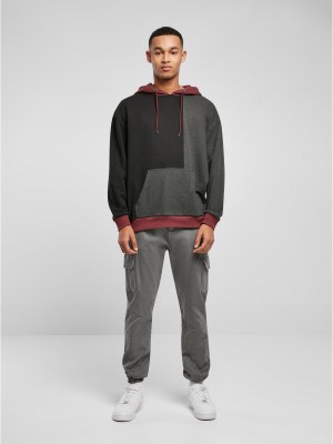 Мъжки суичър с качулка в цветен десен Urban Classics Color Hoody black/charcoal