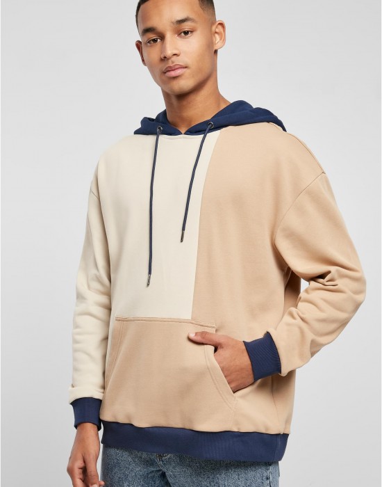 Мъжки суичър с качулка в цветен десен Urban Classics Color Hoody softseagrass/unionbeige, Urban Classics, Суичъри - Complex.bg