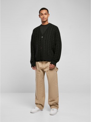 Мъжка плетена жилетка в черен цвят Urban Classics Boxy Cardigan