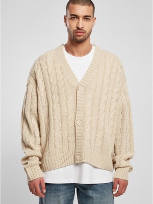 Мъжка плетена жилетка в бежов цвят Urban Classics Boxy Cardigan