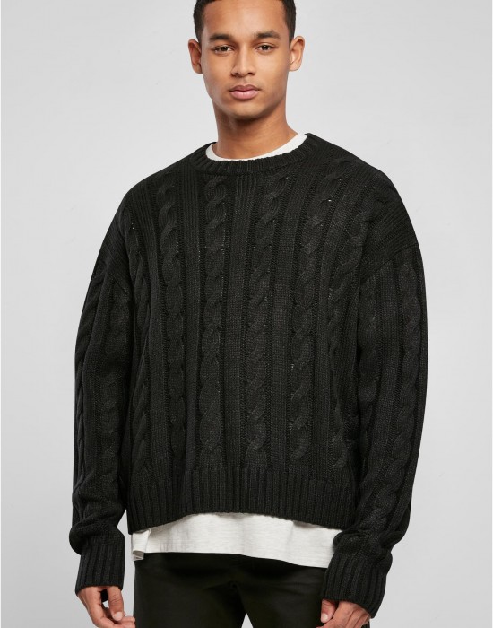 Мъжки плетен пуловер в черен цвят Urban Classics Boxy Sweater, Urban Classics, Блузи - Complex.bg