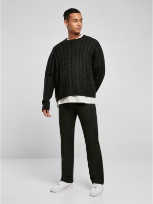 Мъжки плетен пуловер в черен цвят Urban Classics Boxy Sweater Мъжки плетен пуловер в черен цвят Urban Classics Boxy Sweater