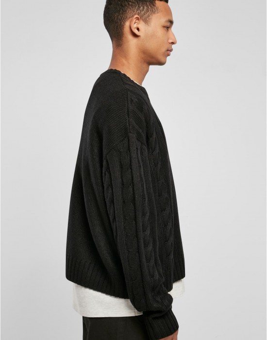 Мъжки плетен пуловер в черен цвят Urban Classics Boxy Sweater, Urban Classics, Блузи - Complex.bg