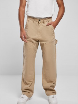 Мъжки широки панталони в бежово Urban Classics Trouser