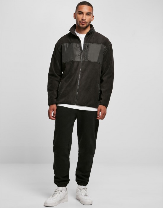 Мъжко поларено яке в черен цвят Urban CLassics Fleece Jacket, Urban Classics, Якета Пролет / Есен - Complex.bg