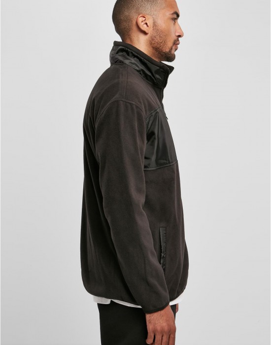Мъжко поларено яке в черен цвят Urban CLassics Fleece Jacket, Urban Classics, Якета Пролет / Есен - Complex.bg