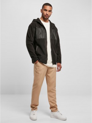 Мъжко поларено яке с качулка в черен цвят Urban Classics Fleece Jacket
