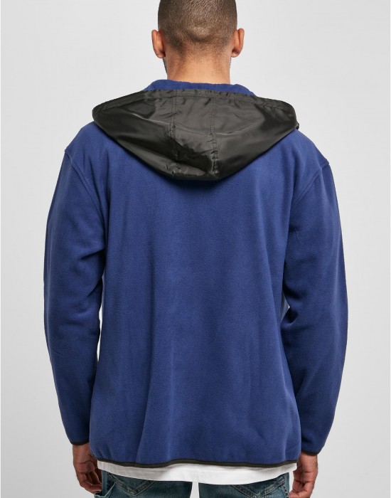 Мъжко поларено яке с качулка в син цвят Urban Classics Fleece Jacket, Urban Classics, Якета Пролет / Есен - Complex.bg