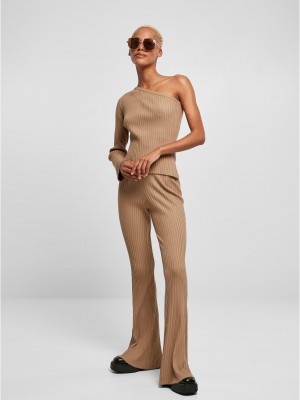 Дамски плетен клин в бежов цвят Urban Classics Rib Knit Leggings Дамски плетен клин в бежов цвят Urban Classics Rib Knit Leggings