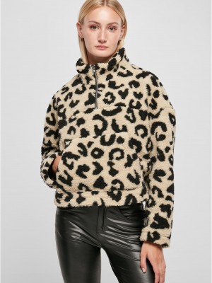 Дамско пухкав суичър цветен десен Urban Classics Ladies Troyer