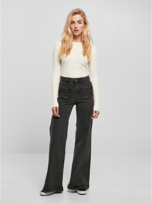 Дамски дънки с висока талия в черен цвят Urban Classics Denim Pants