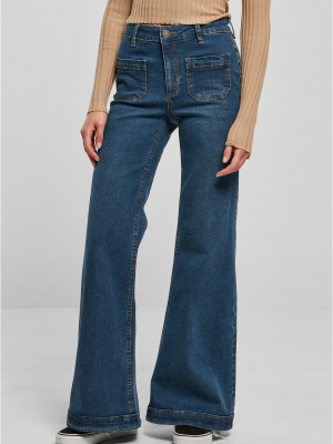 Дамски дънки с висока талия в син цвят Urban Classics Denim Pants