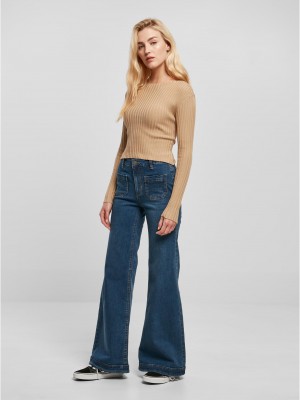 Дамски дънки с висока талия в син цвят Urban Classics Denim Pants