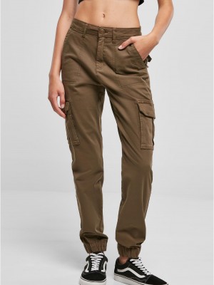 Дамски панталон в цвят маслина Urban Classics Ladies Pants