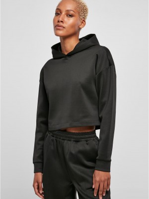 Дамски къс суичър с качулка в черен цвят Urban Classics Scuba Hoody