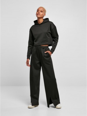 Дамски къс суичър с качулка в черен цвят Urban Classics Scuba Hoody