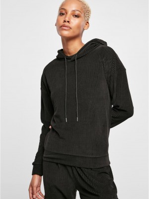 Дамски суичър с качулка в черен цвят Urban Classics Ladies Velvet Hoody