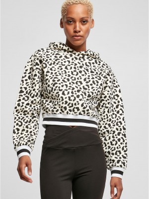 Дамски къс суичър с качулка в бял цвят Urban Classics whitesandleo