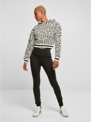 Дамски къс суичър с качулка в бял цвят Urban Classics whitesandleo