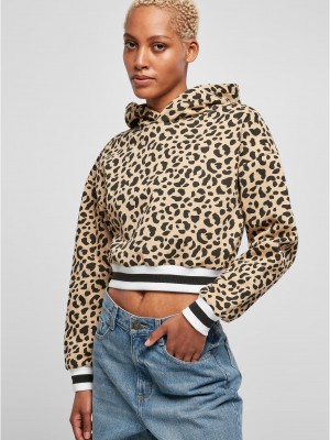 Дамски къс суичър с качулка в бежов цвят Urban Classics unionbeigeleo