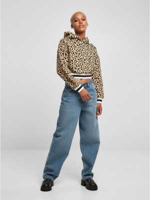 Дамски къс суичър с качулка в бежов цвят Urban Classics unionbeigeleo