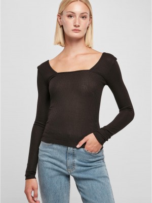 Дамска блуза в черен цвят Urban Classics Ladies Longsleeve Дамска блуза в черен цвят Urban Classics Ladies Longsleeve
