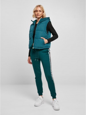 Дамска грейка с качулка в цвят тюркоаз Urban Classics Puffer Vest Дамска грейка с качулка в цвят тюркоаз Urban Classics Puffer Vest