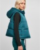 Дамска грейка с качулка в цвят тюркоаз Urban Classics Puffer Vest, Urban Classics, Якета - Complex.bg