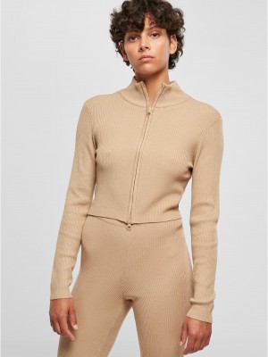 Дамска къса плетена жилетка в бежов цвят Urban Classics