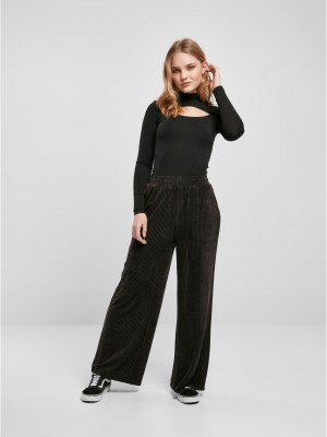 Дамски панталон с широки крачоли в черен цвят Urban Classics Ladies Straight Pants 