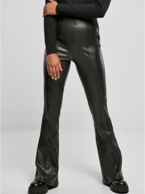 Дамски кожен панталон с широк крачол в черен цвят Urban Classics