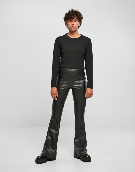 Дамски кожен панталон с широк крачол в черен цвят Urban Classics, Urban Classics, Панталони - Complex.bg