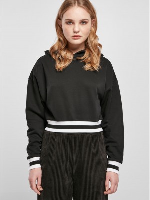 Дамски къс суичър с качулка в черен цвят Urban Classics Hoody