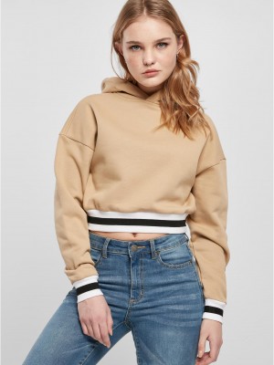 Дамски къс суичър с качулка в бежов цвят Urban Classics Hoody