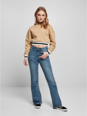 Дамски къс суичър с качулка в бежов цвят Urban Classics Hoody