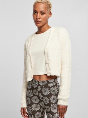 Дамска къса пухкава жилетка в бял цвят Urban Classics