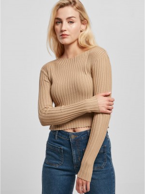 Дамска  плетена блуза в бежов цвят Urban Classics Ladies Twisted Back Дамска  плетена блуза в бежов цвят Urban Classics Ladies Twisted Back