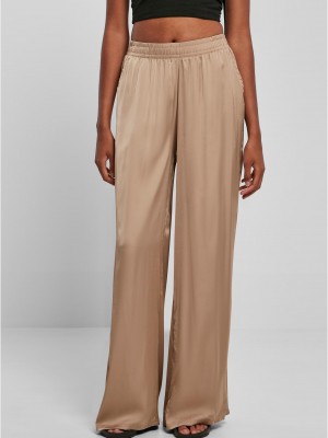 Дамски сатенен панталон в бежов цвят Urban Classics Ladies Satin Pants