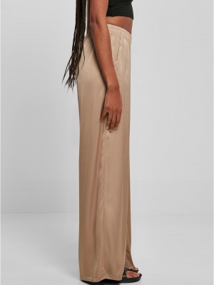 Дамски сатенен панталон в бежов цвят Urban Classics Ladies Satin Pants