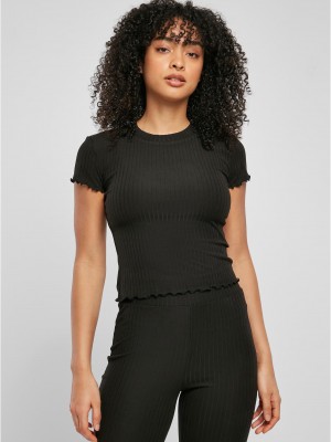 Дамска тениска в черен цвят Urban Classics Ladies Short Rib Tee