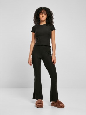 Дамска тениска в черен цвят Urban Classics Ladies Short Rib Tee