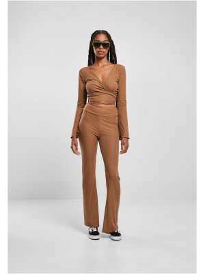 Дамска блуза в бежов цвят Urban Classics Rib Wrapped Longsleeve